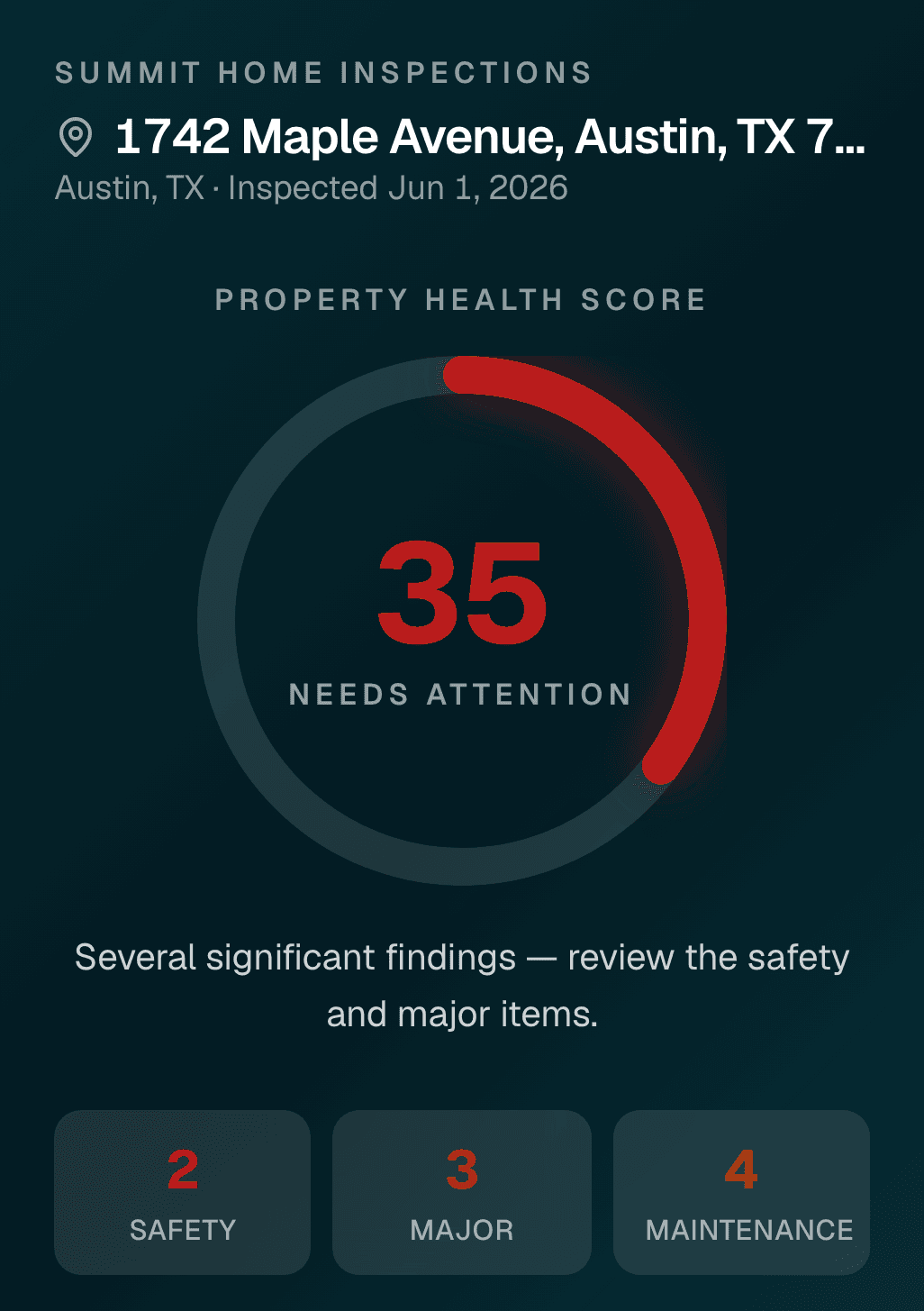 Property Health Score buyer portal